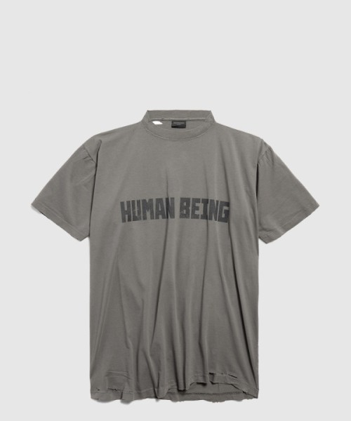 발렌시아가 휴먼 비잉 시프티드 티셔츠