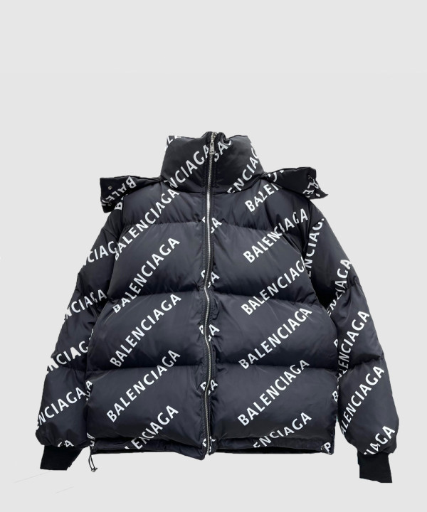 발렌시아가 후드 쇼트 다운 재킷