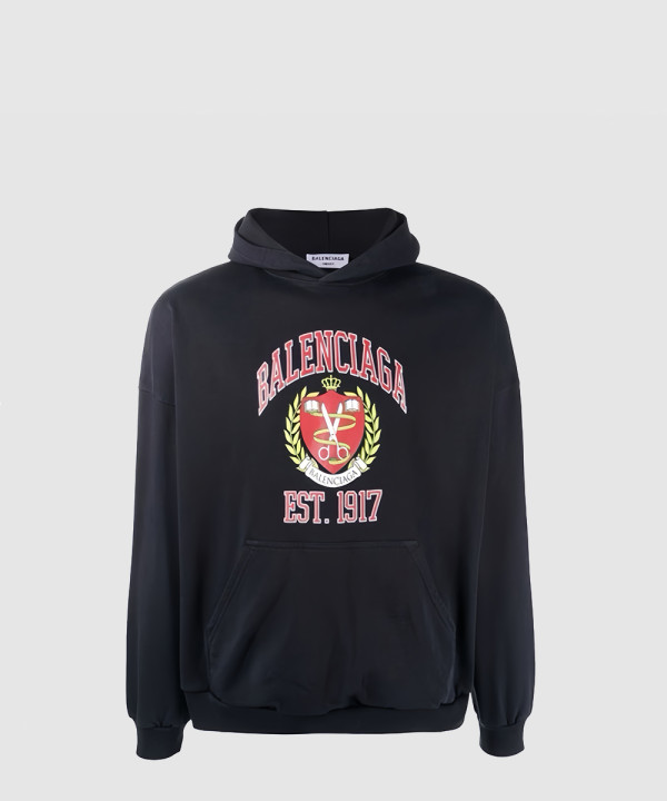 발렌시아가 로고 프린트 코튼 후디