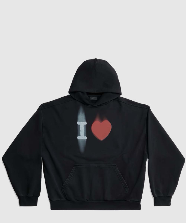 발렌시아가 로고 프린트 코튼 후디