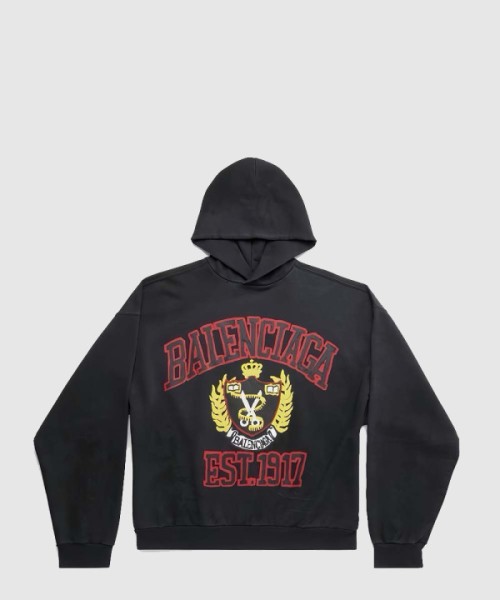 발렌시아가 로고 프린트 코튼 후디