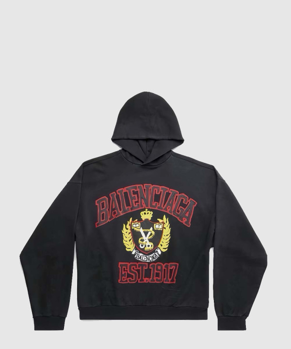 발렌시아가 로고 프린트 코튼 후디