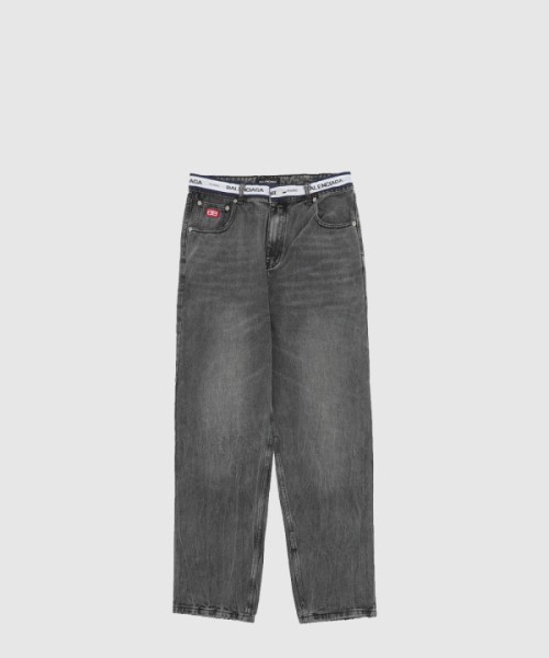 발렌시아가 웨이스트 로고 밴딩 데님 진