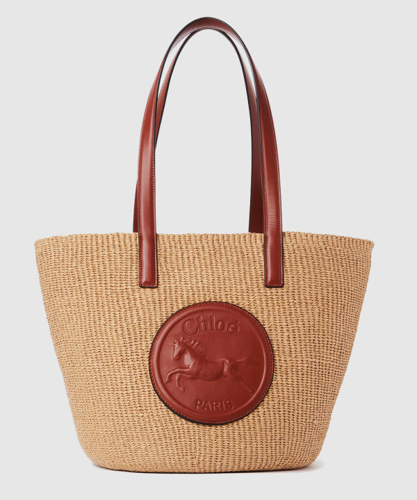 끌로에 천연 섬유 소재의 라지 Horse Medal 바스켓 SS591