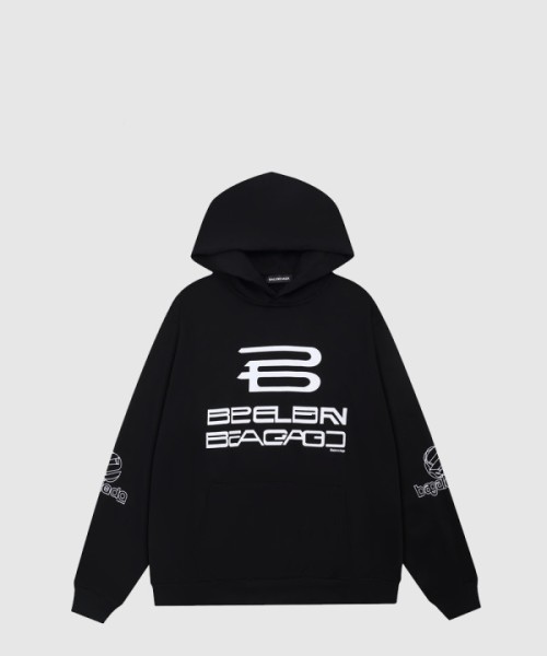 발렌시아가 로고 프린팅 코튼 후드