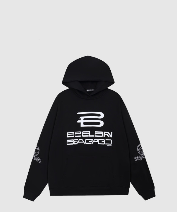 발렌시아가 로고 프린팅 코튼 후드