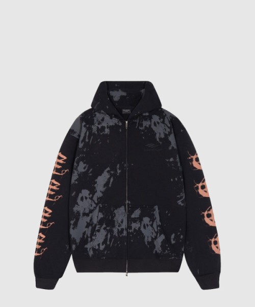 발렌시아가 프린트 코튼 저지 집업 후디