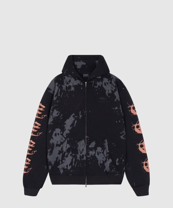 발렌시아가 프린트 코튼 저지 집업 후디