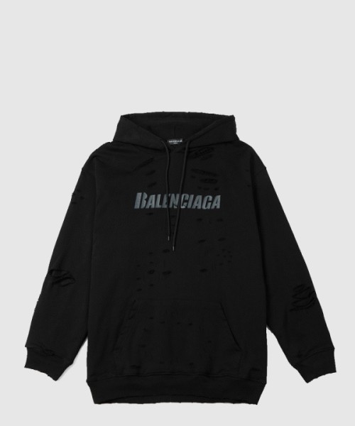 발렌시아가 로고 후드 긴팔