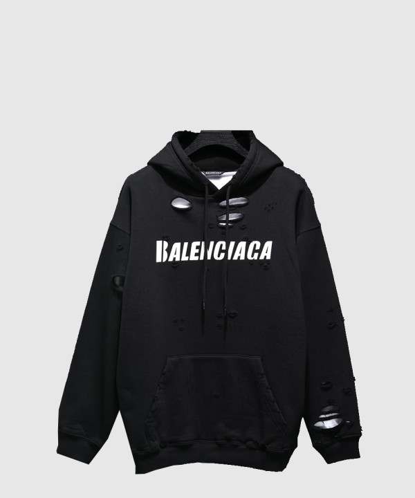 발렌시아가 로고 후드 긴팔