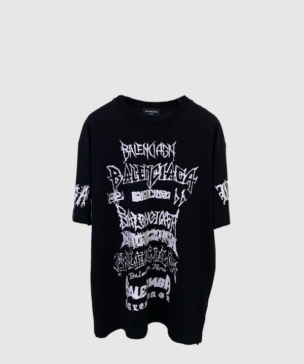 발렌시아가 로고 프린트 반팔