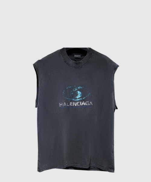 발렌시아가 민소매 프린트 크롭