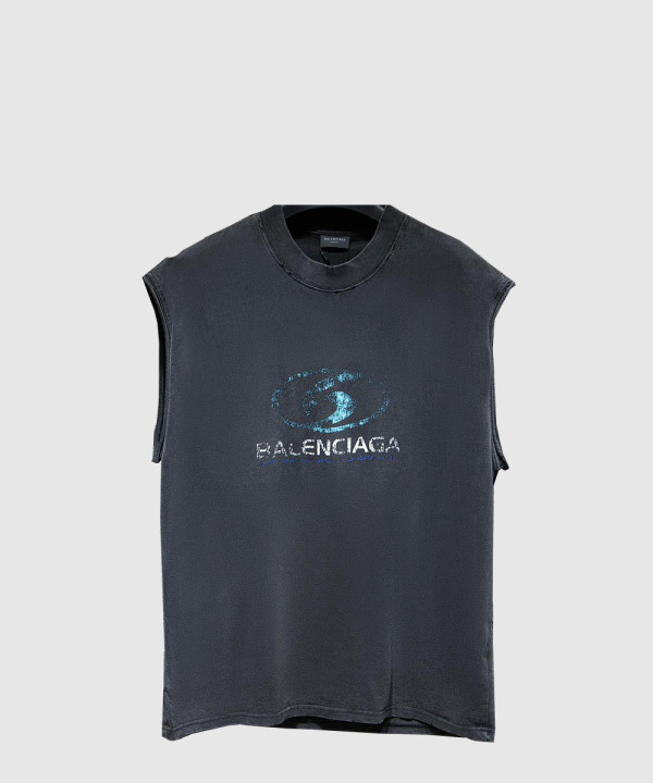 발렌시아가 민소매 프린트 크롭