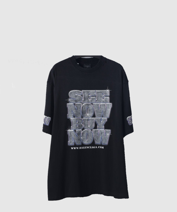 발렌시아가 로고 프린트 반팔