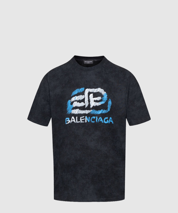 발렌시아가 로고 프린트 반팔