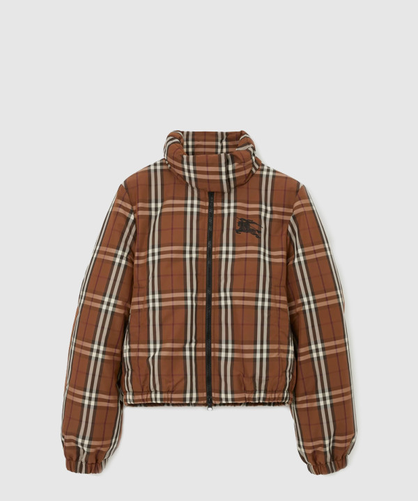 버버리 크롭 체크 나일론 퍼퍼 재킷
