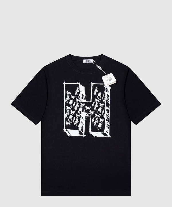 에르메스 로고 프린트 반팔