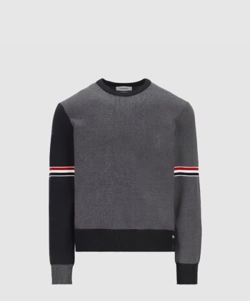 톰브라운 밀라노 스티치 바이컬러 크루넥 풀오버