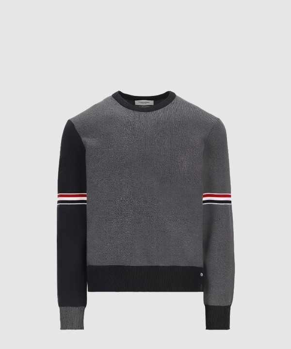 톰브라운 밀라노 스티치 바이컬러 크루넥 풀오버