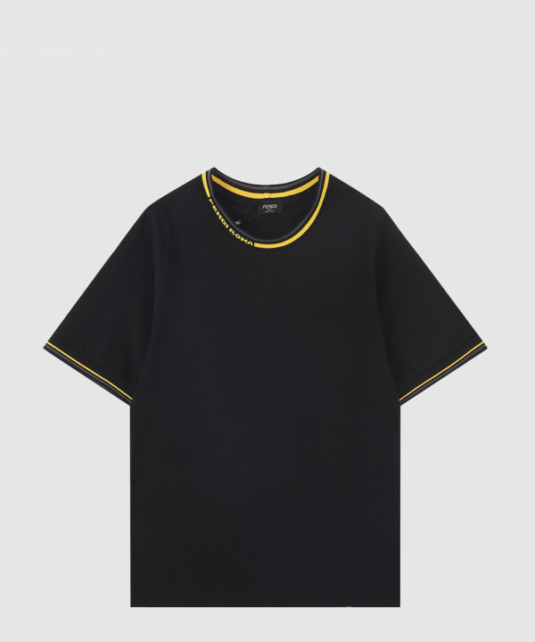 펜디 콘트라스트 트리밍 로고넥 티셔츠