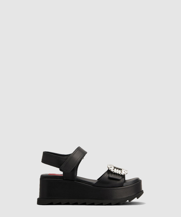 로저비비에 슬라이디 비브 가죽 웨지 샌들 7754