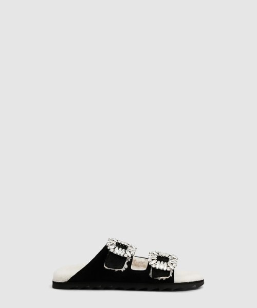 로저비비에 다이아몬드 버클 스웨이드 뮬 4583