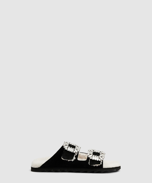 로저비비에 다이아몬드 버클 스웨이드 뮬 4583