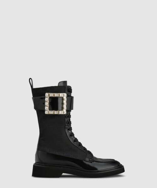 로저비비에 비브 레인저스 다이아몬드 버클 패브릭 부츠 5483