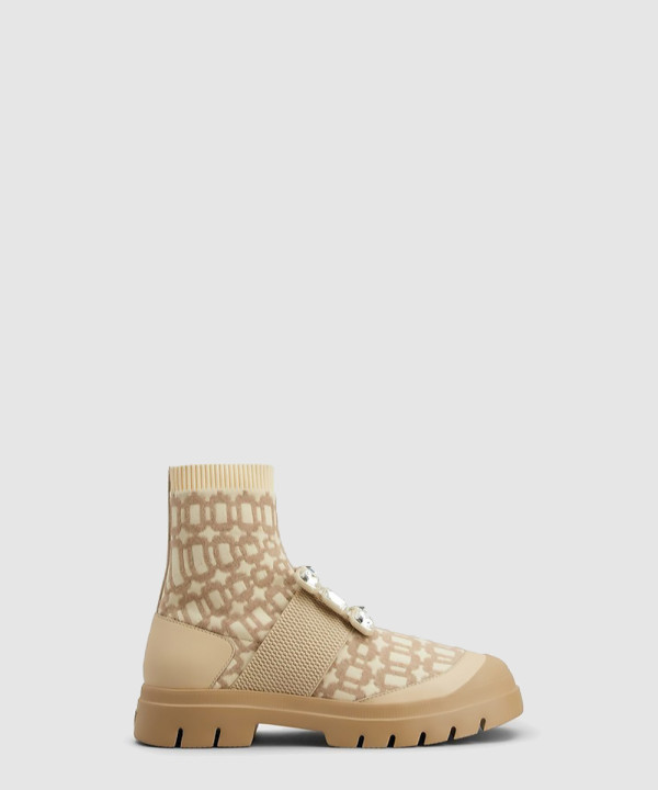 로저비비에 다이아몬드 버클 텍스타일 앵클 부츠 6283