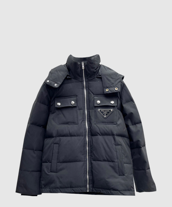 프라다 로고 쇼트 코트