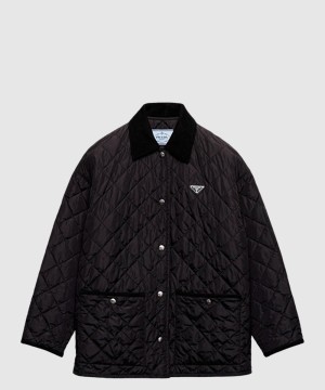 프라다 로고 쇼트 코트