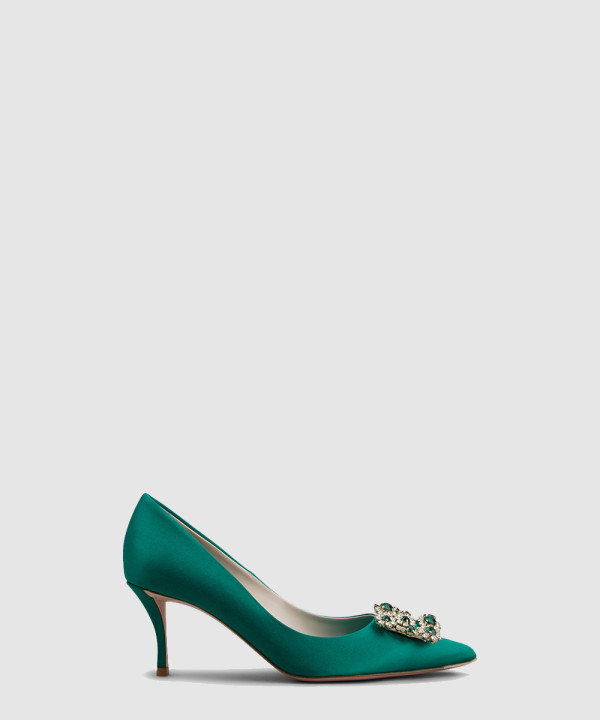 로저비비에 플라워 스트라스 버클 펌프스 4141