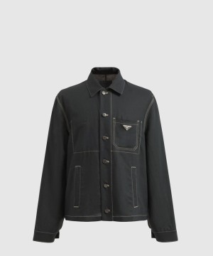 프라다 로고 쇼트 코트