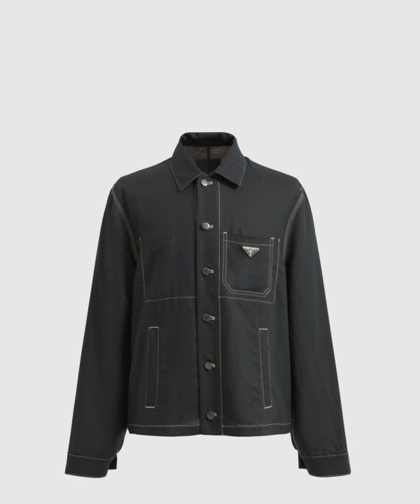 프라다 로고 쇼트 코트