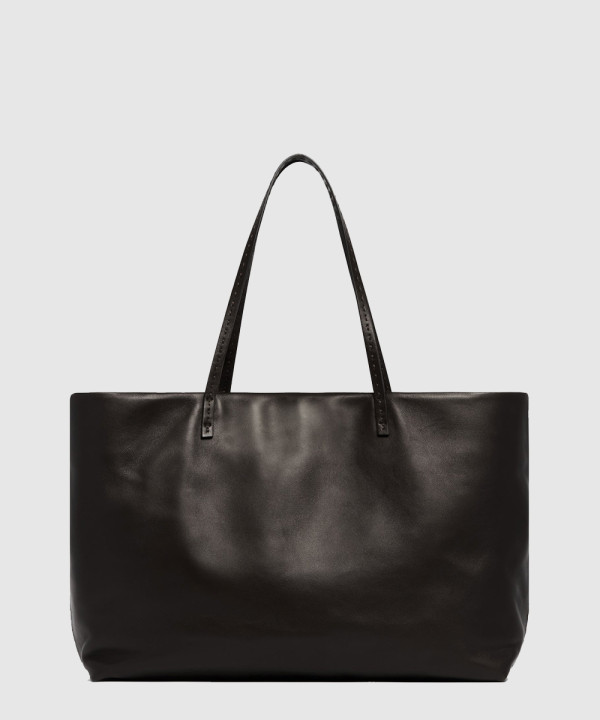 더로우 뉘앙스 블랙 레더 토트백 W1727L