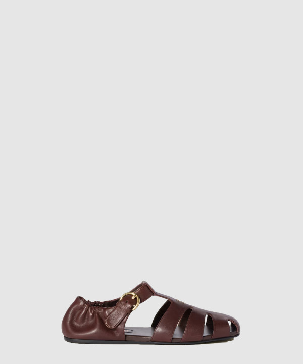 미우미우 루슈 나파 가죽 피셔맨 샌들 5E395E