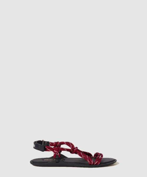 미우미우 Riviere 코드 및 가죽 샌들 5X420E