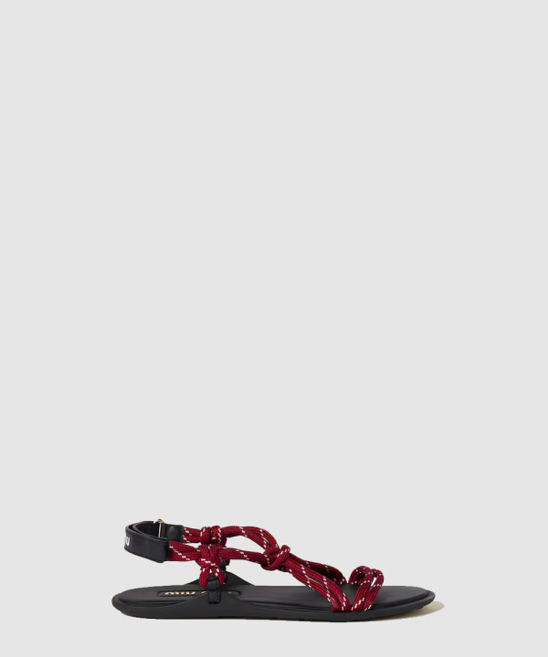 미우미우 Riviere 코드 및 가죽 샌들 5X420E