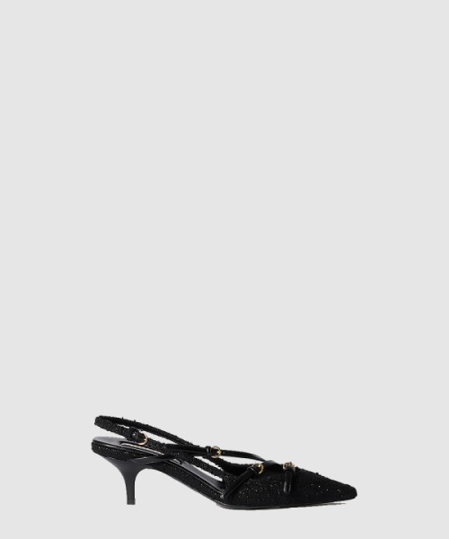 미우미우 스트랩이 달린 패브릭 슬링백 5I013E