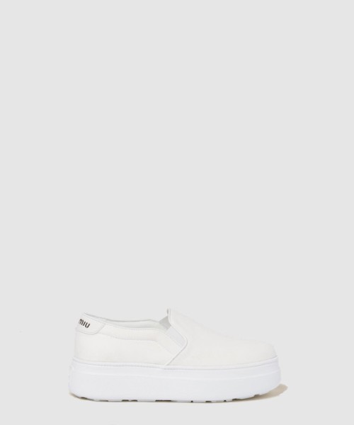 미우미우 워시드 코튼 드릴 스니커즈 5S152E