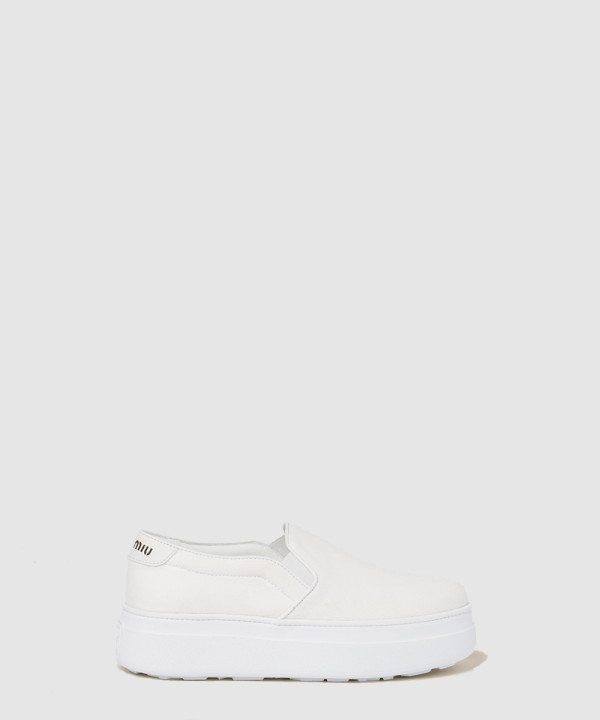 미우미우 워시드 코튼 드릴 스니커즈 5S152E