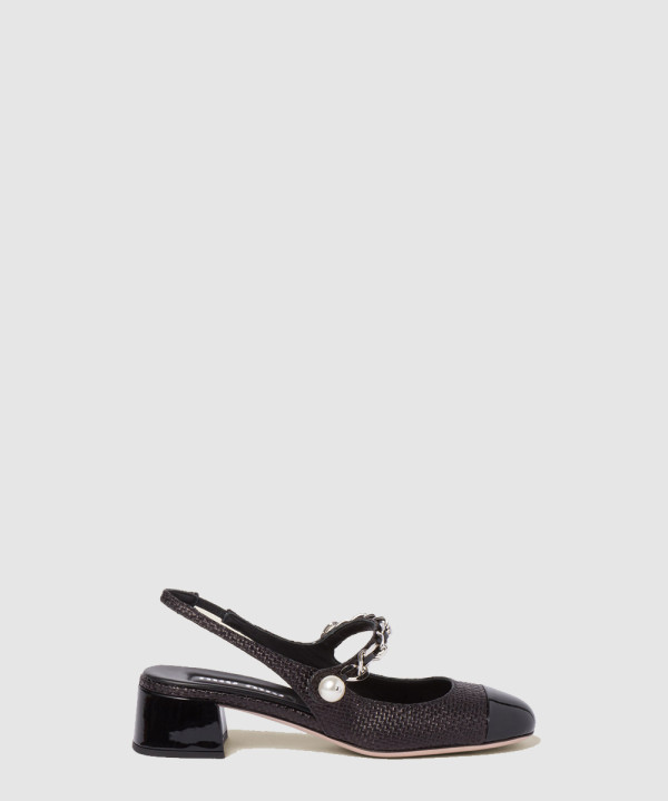 미우미우 페이턴트 슬링백 펌프스 5I045E