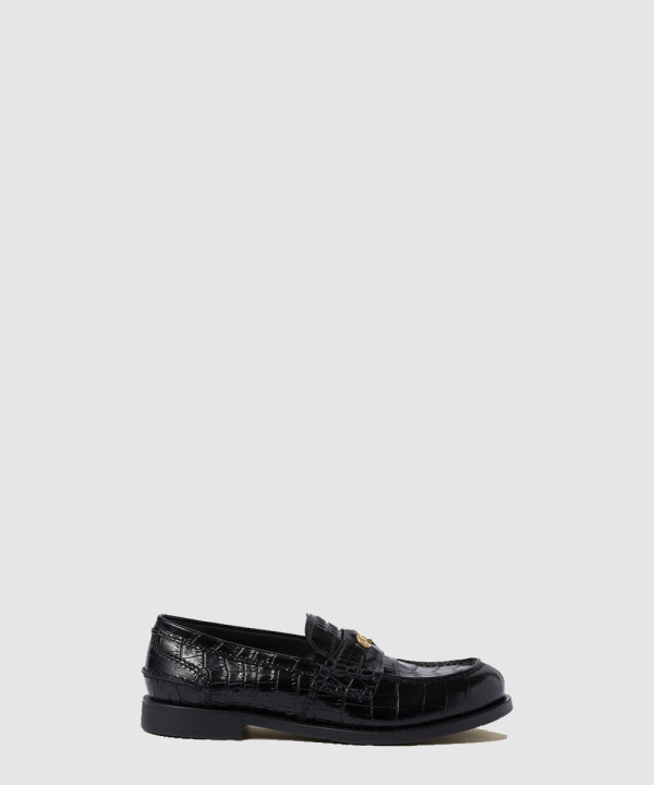미우미우 크로커다일 프린트 가죽 로퍼 5D273E