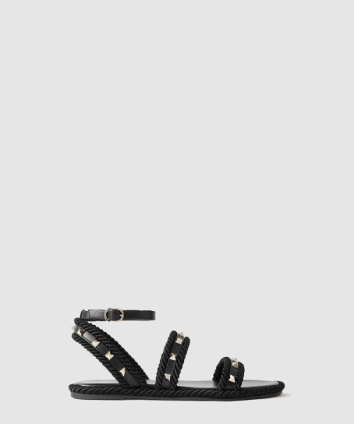 발렌티노 트리밍 스터드 가죽 샌들