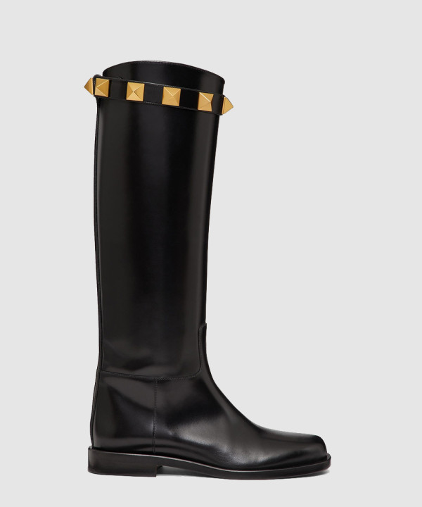 발렌티노 송아지 가죽 로만 스터드 부츠