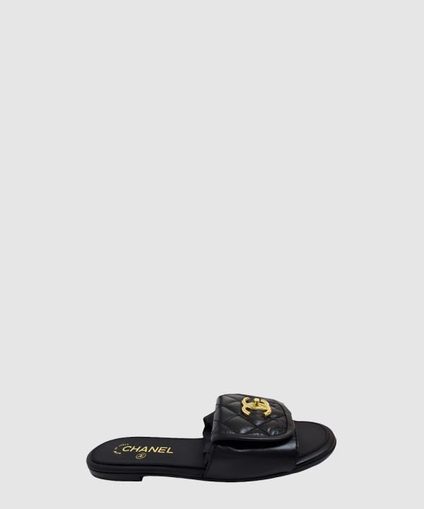 샤넬 CC로고 턴 락 뮬 샌들 G46119