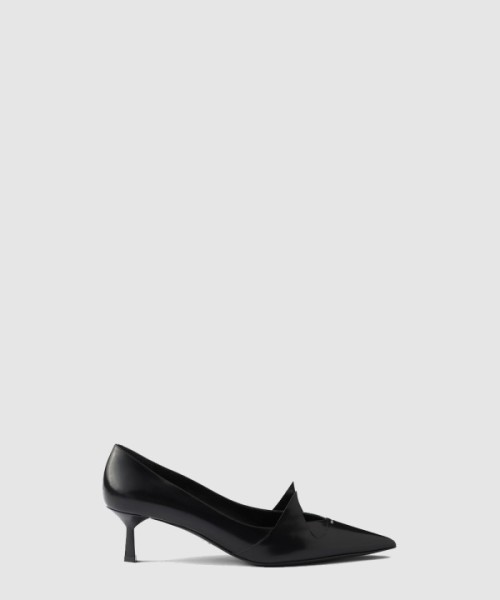프라다 투톤 브러시드 레더 펌프스 검은색 1I976N