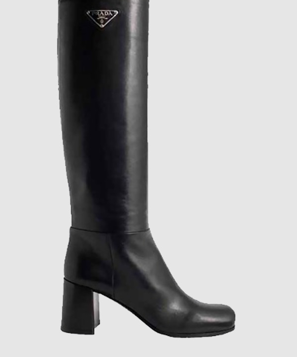 프라다 로고 브러쉬드 가죽 롱 부츠 1W931M