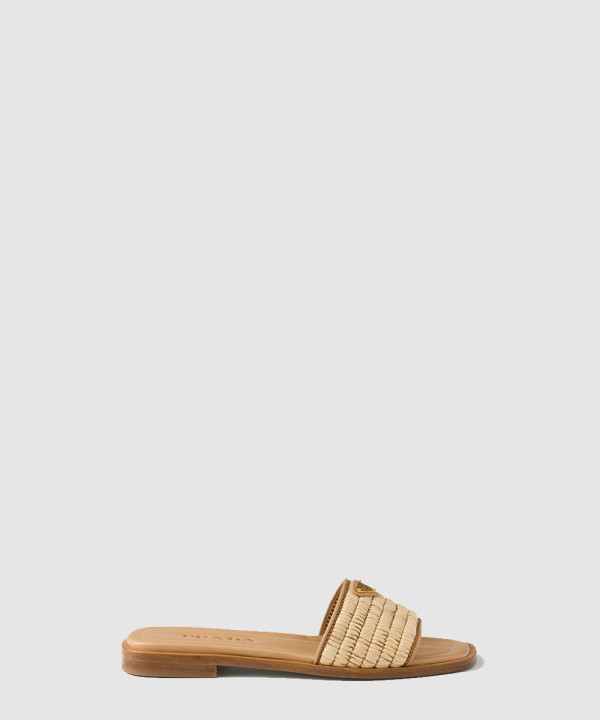 프라다 크로셰 디테일이 들어간 가죽 슬라이드 1XX758