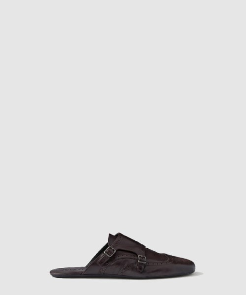 프라다 셔플 더블 몽크 스트랩 가죽 뮬 2S2992